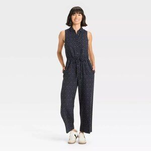 Universal Thread Women's Navy Blue Button Front Sleeveless Jumpsuit 16  NWT